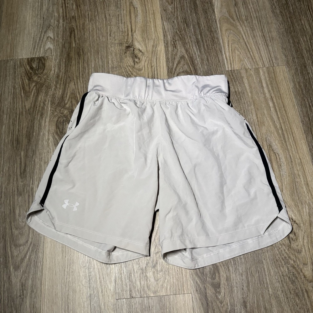 Under Armour White Athletic Shorts with Black Side Trim